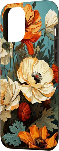 Vista 2 de Funda de flores mexicanas para iPhone 12 Pro Max Marigold Flower and Teal Aqua Blue Cyan
