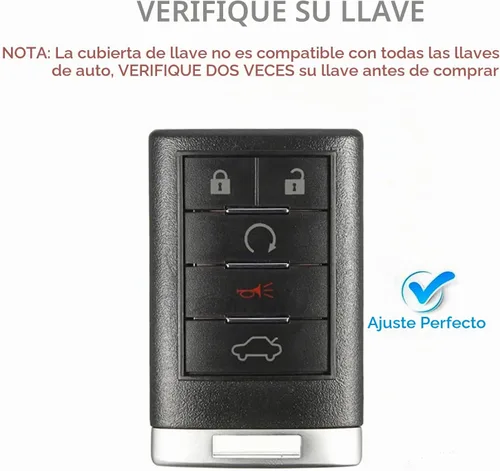 Vista 2 de OFFCURVE Funda para llavero para Cadillac, Protector de funda para llave de coche de TPU suave para Cadillac SRX ATS ELR XTS 2010 2011 2012 2013