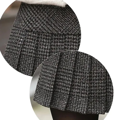 Vista 4 de Chouyatou - Falda plisada con cremallera lateral para mujer, mezcla de lana, acampanada