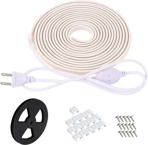 Vista 2 de Tira de luces LED AC 110V 120V 3.28 pies con enchufe estadounidense, tira de luces LED cortables IP67 impermeable para decoración del hogar