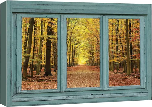 Vista 23 de Cuadro decorativo con diseño de ventana moderna blanca con vista, de la marca Wall26®