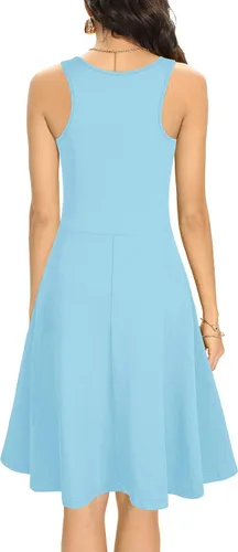 Vista 2 de Vestido Missufe sin mangas, con espalda cruzada, informal, liso, acampanado, para mujer