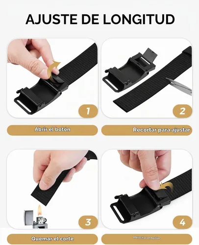 Vista 5 de Cinturón de trinquete elástico para hombres, cinturón de trabajo táctico de nailon casual, hebilla ajustable