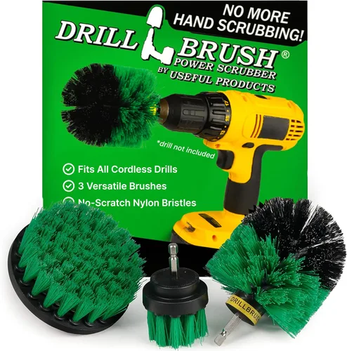 Vista 15 de Drillbrush Juego de Accesorios de Cepillo de Taladro para Limpieza de Baño – Kit de Cepillo Fregador Eléctrico para Bañera, Azulejos, Ducha
