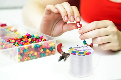 Vista 6 de Anezus Cuerda elástica para pulseras, cordón elástico de 0.028 in para hacer joyas, cuentas y manualidades