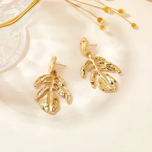 Vista 6 de BUEMMR Aretes colgantes gruesos chapados en oro de 14 quilates, aretes brillantes y delicados para mujer, Oro amarillo, No es una piedra preciosa