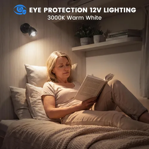 Vista 3 de Luxvista 3W RV Luz de lectura CC 12V Luz con interruptor