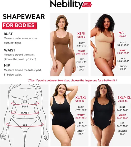 Vista 6 de Nebility Body moldeador de cintura sin costuras con cuello redondo y control de abdomen para mujer