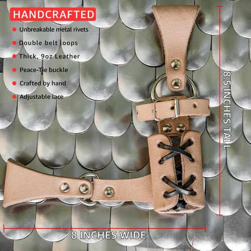 Vista 76 de Armory Replicas™ - Rana espada de cuero hecha a mano – Disfraz medieval LARP hebilla ajustable y cinturón de arma con cable soporte