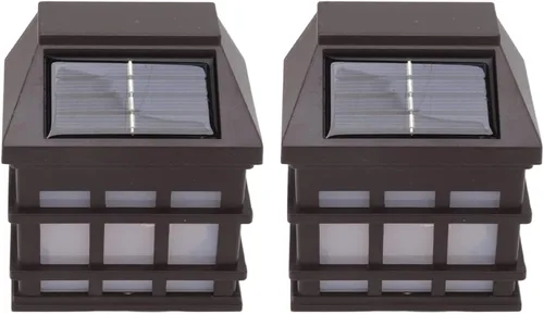 Vista 3 de Fafeicy 2 unids luz blanca LED solar luces de pared al aire libre impermeable panel lámpara de pared decorativa para patio jardín villa