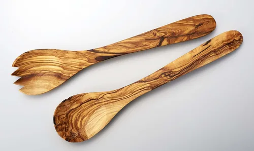 Vista 4 de Naturally Med Servidores de ensalada de madera de oliv