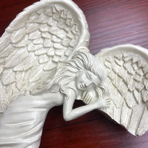 Vista 5 de SIQITECHNO Marco de puerta, adornos de estatuas de ángel, escultura envejecida, esquina izquierda o derecha, manualidades de pared, adorno vintage