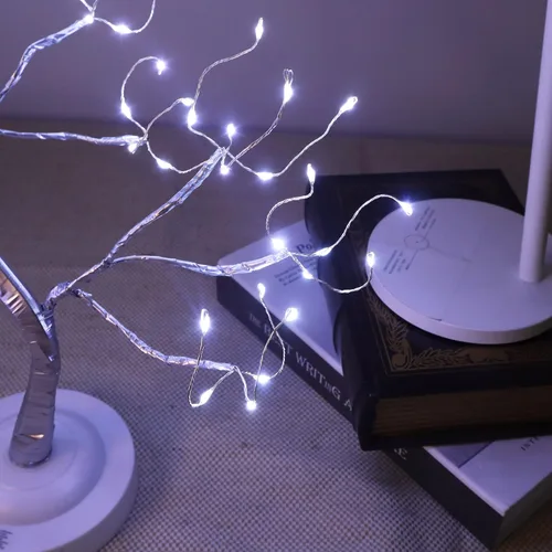 Vista 5 de FUCHSUN - 108 luces LED para árbol bonsái, funciona con batería/USB, lámpara de árbol artificial de mesa de 20 pulgadas para sala de estar