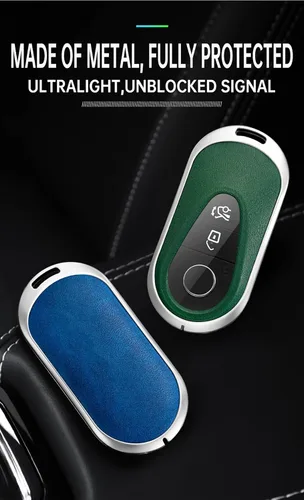 Vista 5 de ontto Llavero de cuero compatible con Mercedes-Benz 2020 en adelante, llavero de metal para Benz Clase S, Clase G, Clase E, color negro