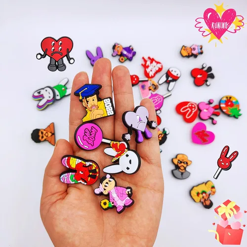 Vista 3 de 32PCS Bad Bunny Shoe Charms Decoration for Clog Sandals, Cartoon Bad Bunny Croc Charms Accessories for Girls Boys Kids Teens Men Women Party Favor