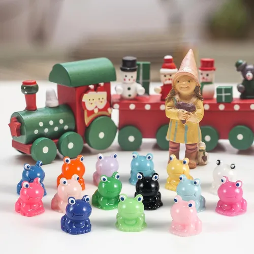 Vista 6 de Diinokiy 180 piezas de mini rana de resina para decoración de jardín, bonitas figuras verdes en miniatura, ranas pequeñas, hadas, animales, musgo