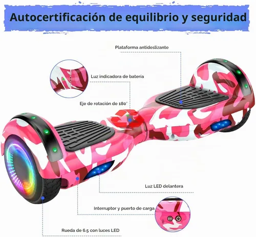 Vista 2 de LIEAGLE Self-Balancing Scooter with Seat Attachment Adjustable Frame All-Terrain Go Kart with LED Lights, Bluetooth Speaker, 7.75 MPH Max Speed