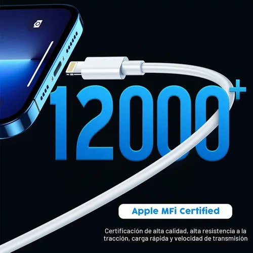Vista 2 de Cargador de iPhone de 10 pies, bloque de carga rápida iPhone 14, cable USB C a Lightning de carga rápida de 10 pies y bloque de cargador de pared