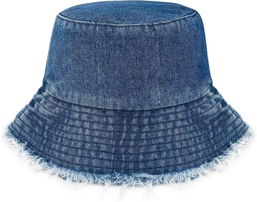 Vista 6 de MILAKOO Gorra unisex de pescador de mezclilla lavada para mujer, de ala ancha, ligera, plegable
