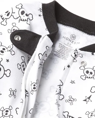 Vista 3 de HonestBaby - Mameluco de algodón orgánico con pies para dormir y jugar., Calaveras Tossed, 3-6 meses