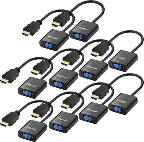 Vista 9 de Moread HDMI to VGA Adapter, 2 Pack, Male to Female, Black