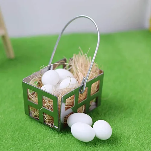 Vista 6 de Kisangel 1 Set Mini Cesta de Huevos Miniatura Casa de Muñecas Comida 1: 12 Escala Accesorios de Casa de Muñecas Accesorios de Jardín de Hadas Micro