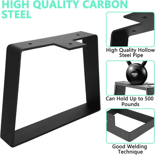 Vista 3 de WOPPLXY 2 patas de mesa de metal de 6 pulgadas, patas negras para muebles, patas de mesa trapezoidales, patas de banco de metal para armarios de TV