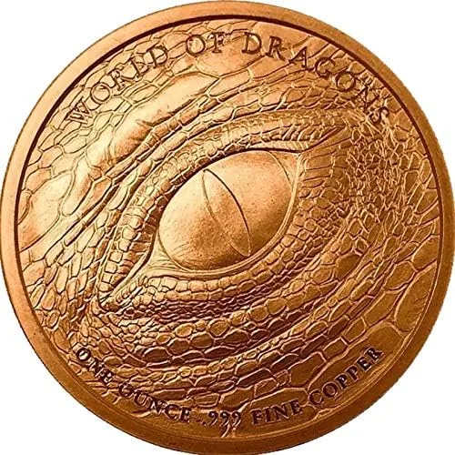 Vista 3 de Jig Pro Shop World of Dragons Series 1 oz .999 Medallón de cobre puro El dragón egipcio
