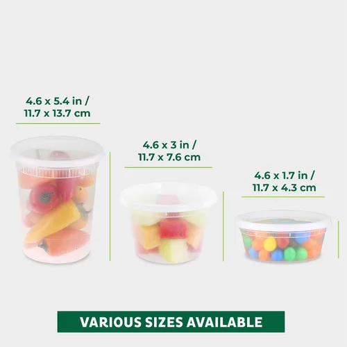 Vista 3 de Freshware Contenedores de almacenamiento de alimentos con tapas [8/16/32 oz x 20 cada uno, 60 juegos] recipientes para delicatessen, aptos