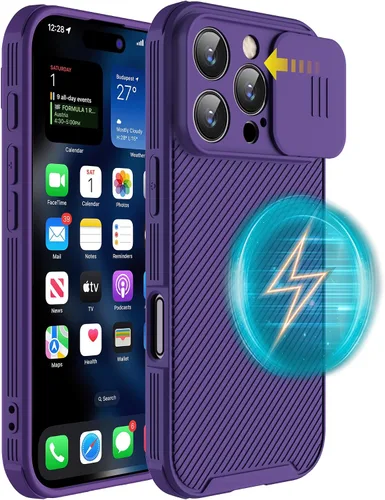Vista 15 de Funda magnética para iPhone 16 Pro Max, funda protectora de cámara para iPhone 16 Pro Max [compatible con carga MagSafe] con cubierta deslizante