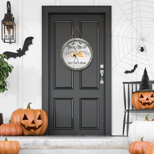 Vista 2 de Cartel de feliz Halloween para las fiestas, truco o trato, por favor, toma uno, no seas un ghoul