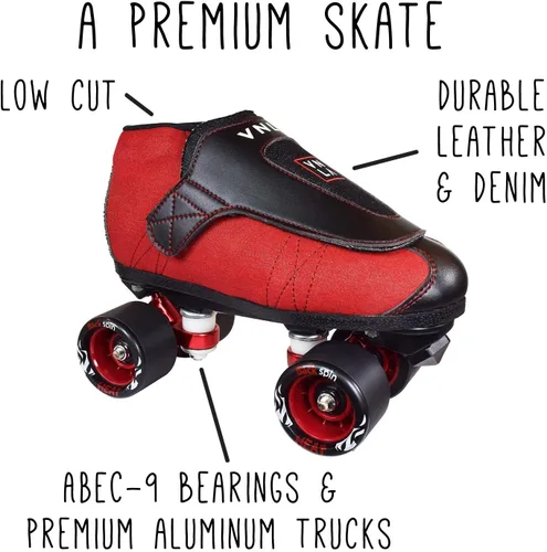 Vista 3 de VNLA Junior Code Red Jam - Patines para hombre y mujer, unisex, para interiores, para trucos y patinaje, color rojo y negro