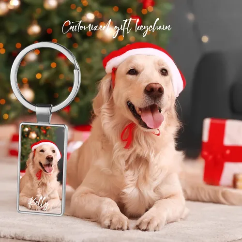 Vista 6 de Easycosy Llavero personalizado con texto de imagen, llavero grabado personalizado, regalos de fotos personalizados para hombres, mujeres y familia