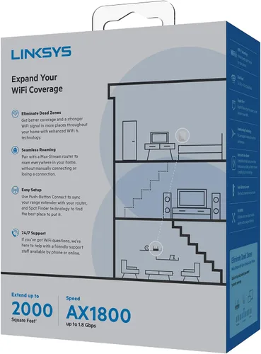 Vista 5 de Linksys RE7350-RM2 AX1800 Extensor de alcance inalámbrico Wi-Fi 6 de doble banda (renovado)