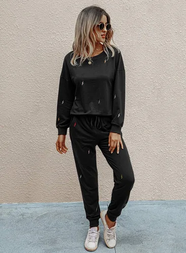Vista 82 de Prettygarden - Conjunto de pijama de dos piezas para mujer, diseño de teñido anudado, sudadera informal de manga larga con pantalones largos, ropa