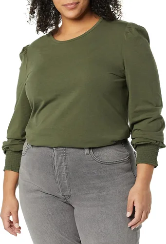 Vista 4 de Tienda Essentials - Camiseta de manga larga con cuello redondo y puños fruncidos para mujer