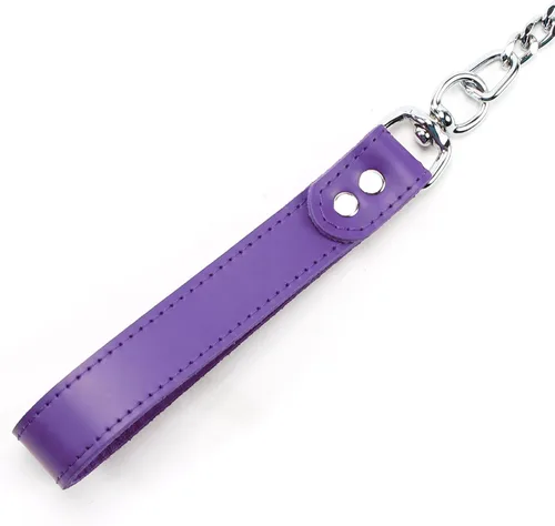 Vista 2 de Ava Strap Latigo Cuero Cordero Metal Cadena Correa Mango de Cuero (Púrpura)