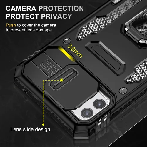 Vista 6 de Asuwish Funda de teléfono para Samsung Galaxy A22 5G/Boost Mobile Celero 5G con protector de pantalla y cubierta deslizante para cámara con soporte