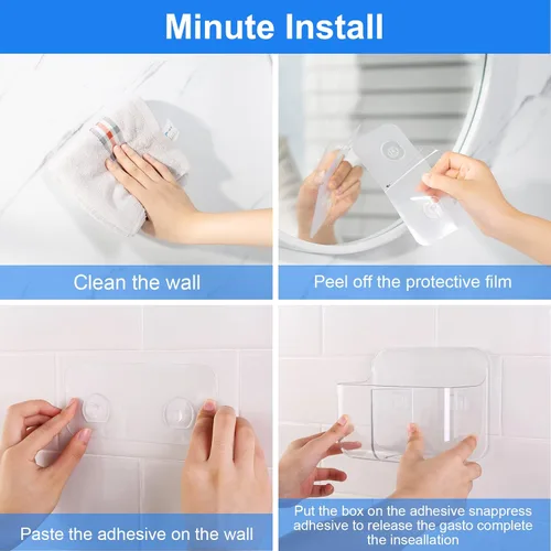 Vista 4 de Diesisa Organizador de Pared de 2 Piezas de Acrílico, Organizador Adhesivo Transparente para Puerta de Gabinete, Estantes de Baño para Pared, Sin