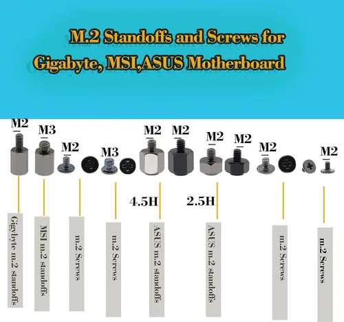 Vista 3 de CO-RODE 48pcs M.2 SSD Standoffs y Tornillos para Asus, Gigabyte, MSI Motherboards