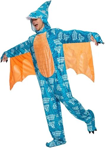 Vista 4 de EraSpooky Disfraz de dinosaurio para adultos, pijama de pterosauria de lujo para hombre