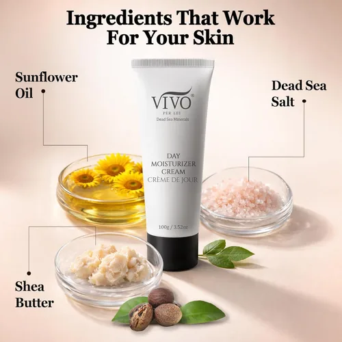 Vista 6 de Vivo Per Lei Crema de día - Crema facial del mar muerto para piel opaca y seca - Crema de día hidratante con manteca de karité - Hidratante de día