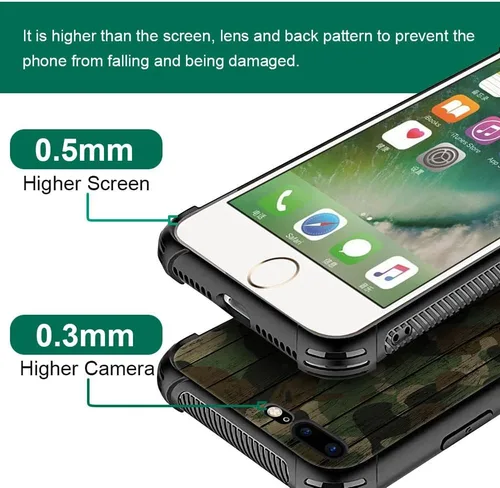 Vista 2 de DJSOK Funda compatible con iPhone 7/8 Plus, diseño con patrón de parachoques trasero, esquinas reforzadas antiarañazos, caver de TPU suave, fundas