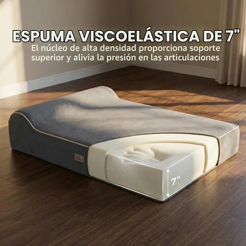 Vista 3 de Cama ortopédica jumbo para perros grandes, cama para perro de espuma viscoelástica de 7 pulgadas de grosor con funda de almohada extraíble, lavable