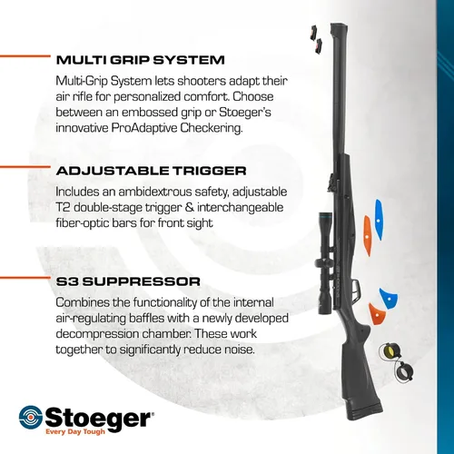 Vista 6 de Stoeger Combo S4000-E - Calibre .22 - Sintético negro con pellets puntiagudos X-Power Dome