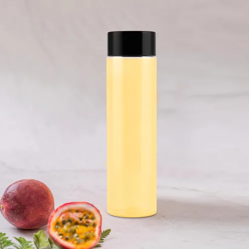Vista 6 de ZOENHOU 18 botellas sensoriales de plástico transparente – Botellas reutilizables de jugo y bebidas de 14 onzas con tapas negras
