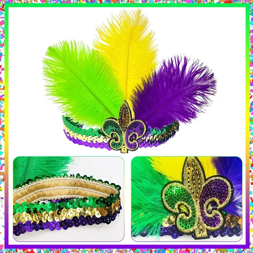 Vista 4 de Chal de Mardi Gras accesorio de disfraz Se
