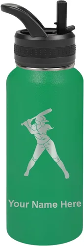 Vista 33 de LaserGram Botella de agua personalizada de 32 onzas, jugador de softbol Regalo grabado para jugadores de sóftbol, acero inoxidable aislado al vacío