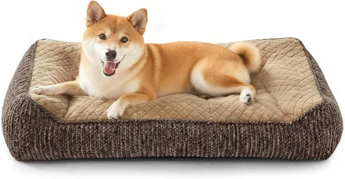 Vista 10 de JOEJOY Camas ortopédicas XL para perros de tamaño grande, extra gruesas, con apoyo y laterales, sofá cama ultrasuave para perros grandes, color Beige