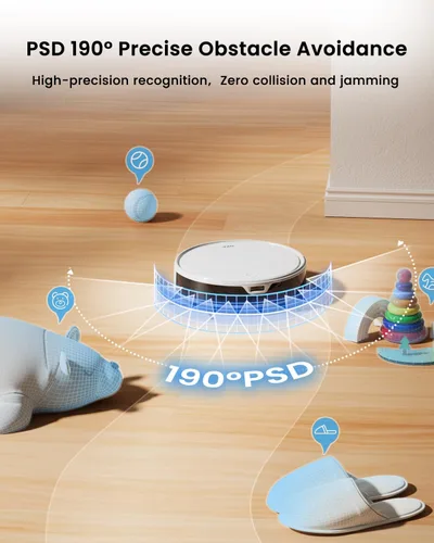 Vista 5 de OKP Robot Aspirador y Fregona Combo K5 Ultra Pequeño Limpiador Robótico con Navegación ToF LiDAR, 6000 Pa de Succión, Control WiFi/App/Alexa, 170